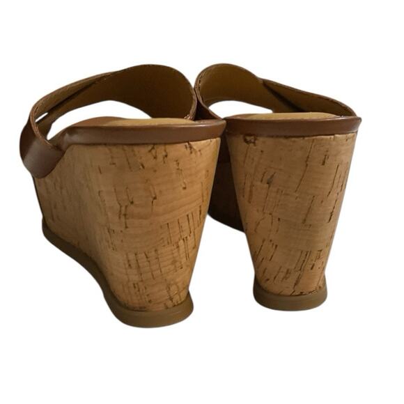 Franco Sarto Frost 2 Platform Wedge Heel Sandals 8M Open Toe Mules Leather Brown - Picture 6 of 11